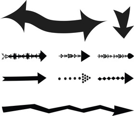 Set of artistic arrow designs with decorative elements