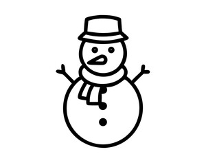 Christmas Snowman Line Art Vector | Cute Snowman Outline SVG Icon for Holiday Crafts