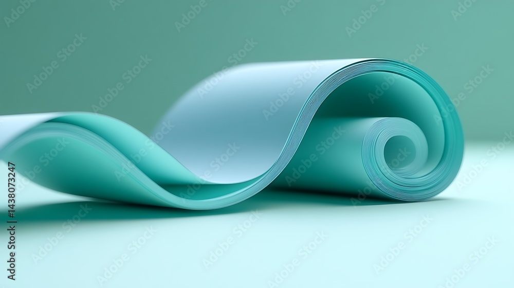 Aufkleber minimalist cyan paper roll with a fluid wave for modern design elements
