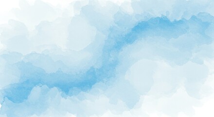 Delicate light blue watercolor painting featuring a flowing, river-like design that evokes calmness