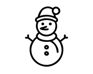 Christmas Snowman Line Art Vector | Cute Snowman Outline SVG Icon for Holiday Crafts