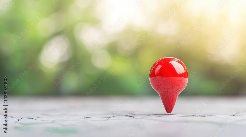 Poster location map pin marker red map pin marker on a blurred map background, focus on the pin and its loc