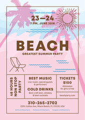 Obraz premium Beach Summer Music Party Pink Event Poster Template