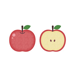 シンプルな赤いりんごの水彩風イラスト