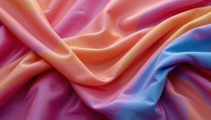 Fototapeta premium Soft Colorful Textile Fabric with Pink and Blue Gradient Design