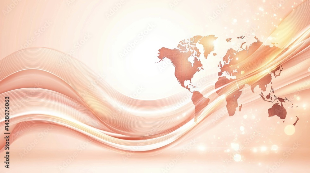 Aufkleber futuristic maps abstract world map with futuristic shapes and glowing lines, symbolizing the unknown