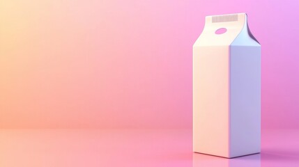 Symbolize of whole milk organic. Milk carton on a pastel gradient background.