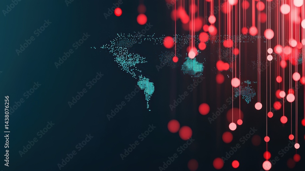 Poster artificial intelligence and machine learning 3d world map with futuristic ai elements and data strea