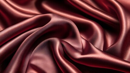 Obraz premium Luxurious deep maroon silk fabric drapes in elegant folds.