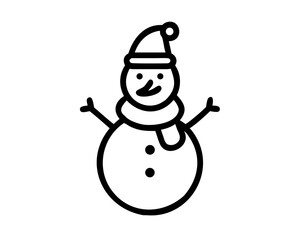 Christmas Snowman Line Art Vector | Cute Snowman Outline SVG Icon for Holiday Crafts