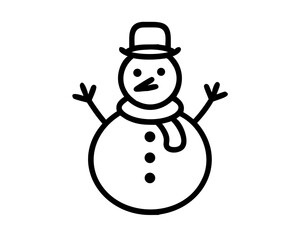Christmas Snowman Line Art Vector | Cute Snowman Outline SVG Icon for Holiday Crafts