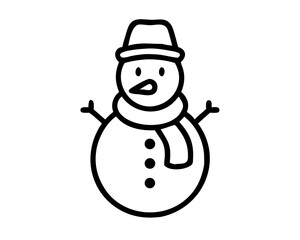 Christmas Snowman Line Art Vector | Cute Snowman Outline SVG Icon for Holiday Crafts