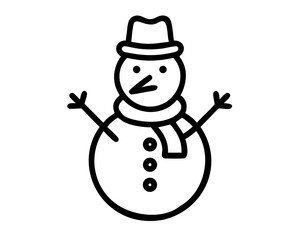 Christmas Snowman Line Art Vector | Cute Snowman Outline SVG Icon for Holiday Crafts