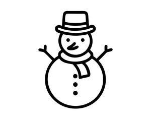 Christmas Snowman Line Art Vector | Cute Snowman Outline SVG Icon for Holiday Crafts