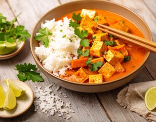 Vegan Thai red curry and rice 