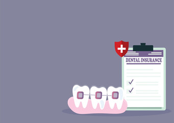 Fototapeta premium Dental insurance,Dental insurance claim form on a clipboard representing coverage for oral healthcare expenses.Orthodontics