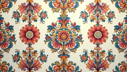 Intricate floral damask pattern in muted tones, flowers, vintage, texture