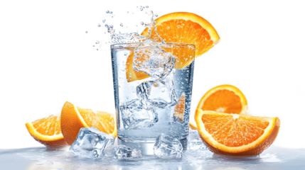 Refreshing Orange Water with Ice Splash