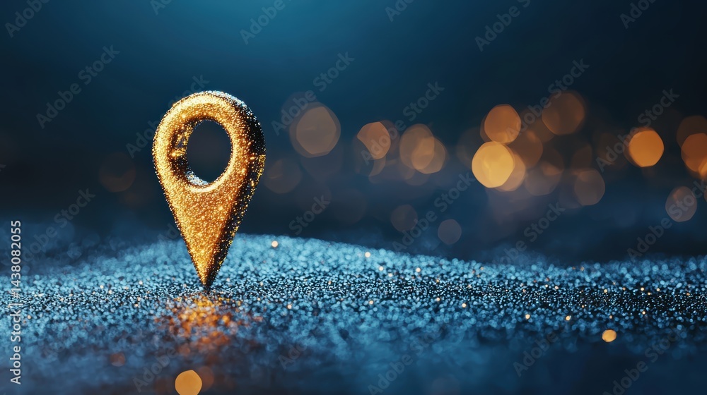 Poster 3d map pin realistic 3d map pin with a metallic texture, detailed and high quality render