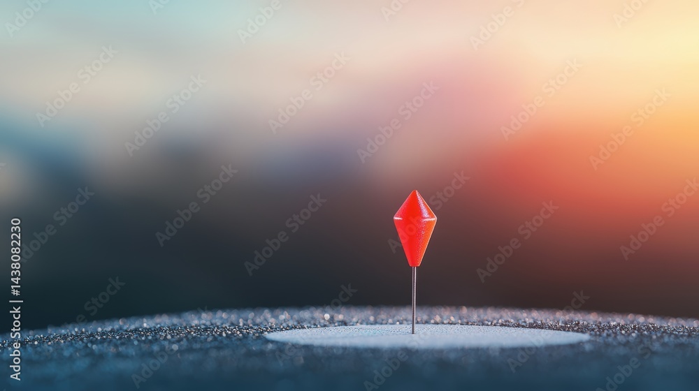 Poster target and pin red pin in the center of a target, focus on accuracy and precision