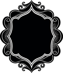 Undulate Frame Silhouette Vector – Simple Black Decorative Border Illustration