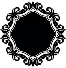 Undulate Frame Silhouette Vector – Simple Black Decorative Border Illustration