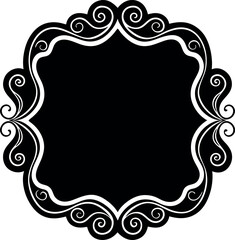 Undulate Frame Silhouette Vector – Simple Black Decorative Border Illustration