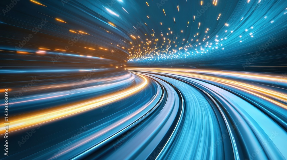 Poster train high speed motion blur close up of a hyperloop train front, blurred surroundings highlighting 