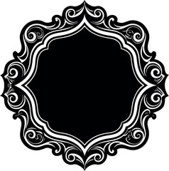 Undulate Frame Silhouette Vector – Simple Black Decorative Border Illustration