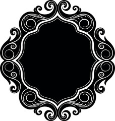 Undulate Frame Silhouette Vector – Simple Black Decorative Border Illustration