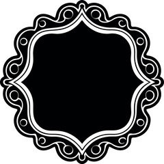 Undulate Frame Silhouette Vector – Simple Black Decorative Border Illustration