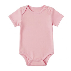 Plain Pink Baby Onesie with Short Sleeves. Pink baby bodysuit short sleeve infant clothing soft cotton garment newborn apparel.
