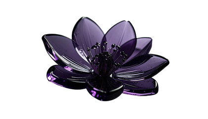 ガラス細工の紫色の花　背景透過　素材