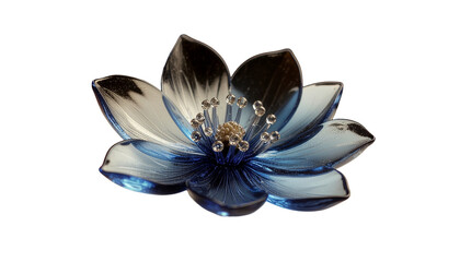 ガラス細工の青色の花　背景透過　素材