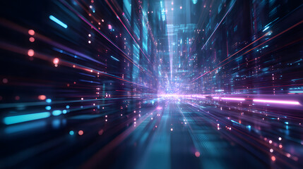 Cybernetic Corridor: Data Stream Abstract