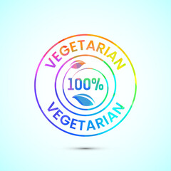 100 percent vegetarian icon design illustration, Vegan product label badge in low poly style