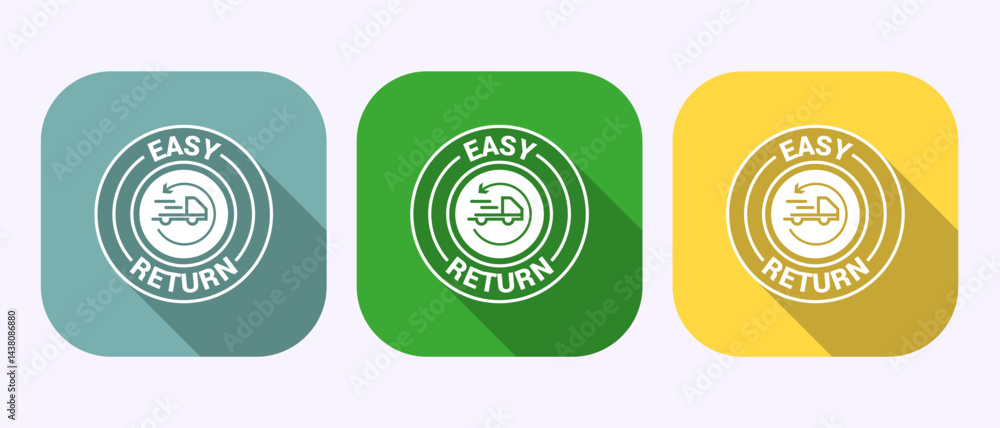 Poster easy return icon design illustration, easy return label sign in shadow button design