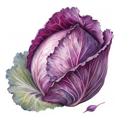 Obraz premium Watercolor Vibrant purple cabbage illustration isolated on transparent background