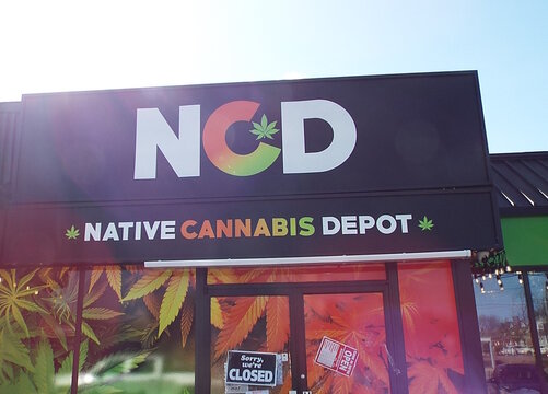 Ottawa, ON, Canada-April 21, 2025:The storefront of NCD ( NATIVE CANNABIS DEPOT) on Bank St.