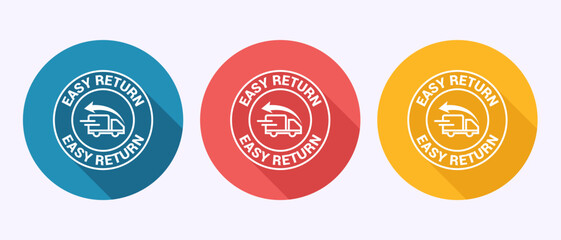 Easy return icon design illustration, Easy return label sign in shadow button design