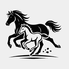 Horse and Foal Running Together