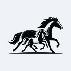 Horse and Foal Running Together