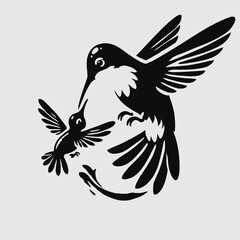 Hummingbird Feeding Her Baby