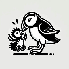 Puffin Feeding Her Chick