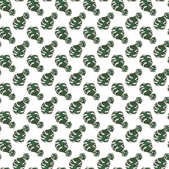 Seamless Pattern Featuring Elegant Monstera Leaves in a Modern Arrangement