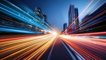 Fototapeta premium abstract long exposure dynamic speed light trails in an urban environment.