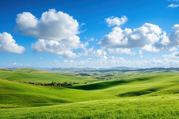 Obraz premium landscape, sky, grass, green, blue, field, summer, 
