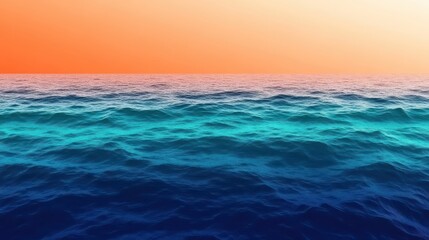 Obraz premium A vibrant ocean scene with deep blue waves under a striking orange sky at sunset.