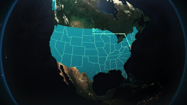 Delaware US State Satellite Map Animation V2
