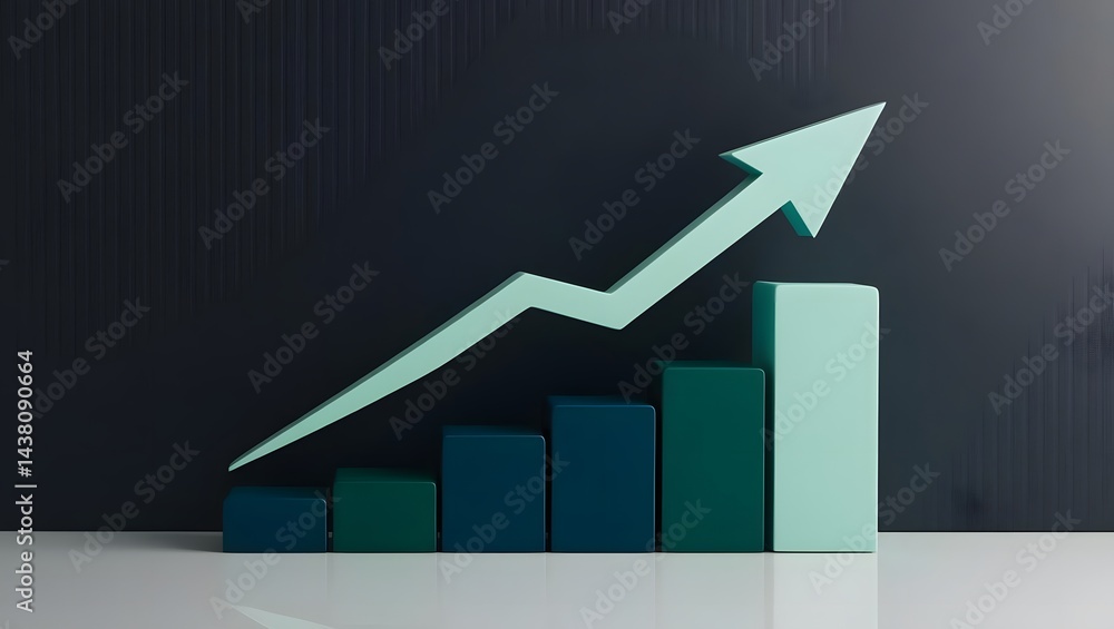 Poster ascending growth visual a dynamic upward trend depicted through a vibrant arrow soaring above a seri